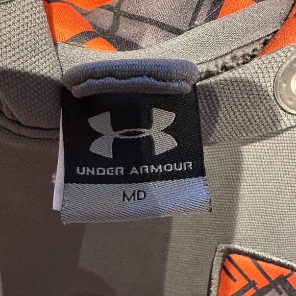 Under Armour Grey/Orange Tiger Print Cold Gear Pullover Hoodie Mens Size-Medium - Picture 3 of 7